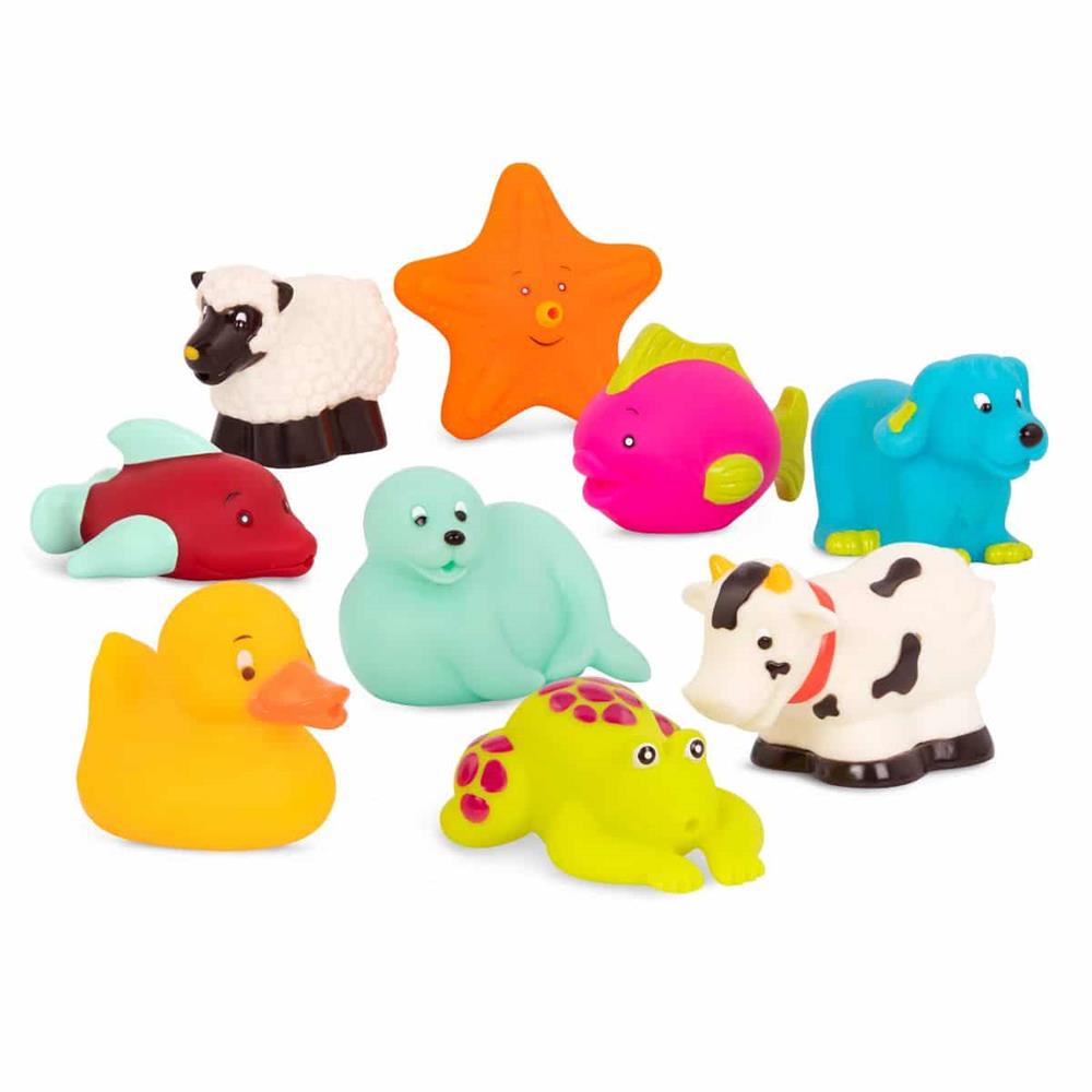 BATTAT B.TOYS SQUISH & SPLASH - 9 PZ ANIMALI PER IL BAGNO bx1805
