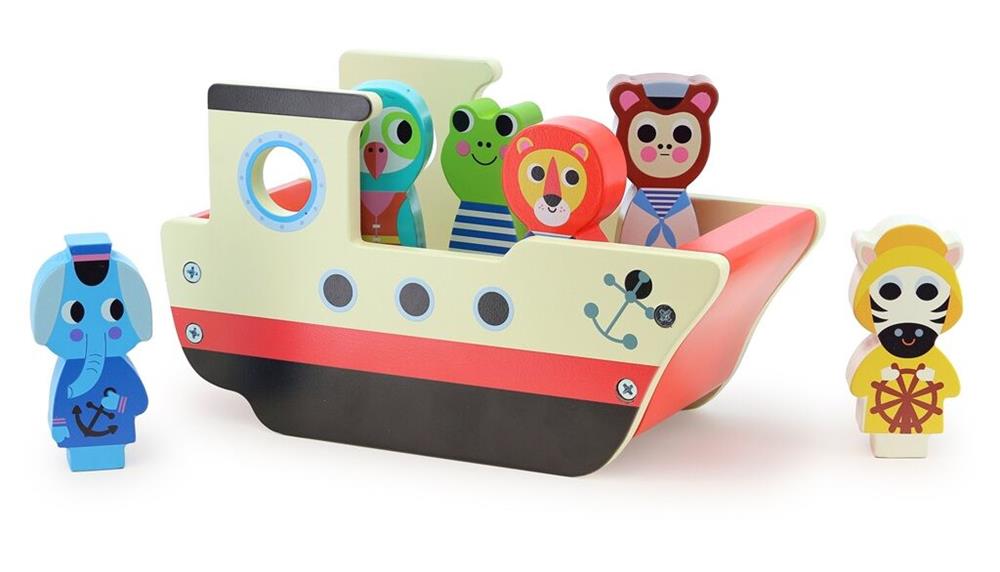 VILAC BATTELLO CON ANIMALI SONORI IN LEGNO 7643