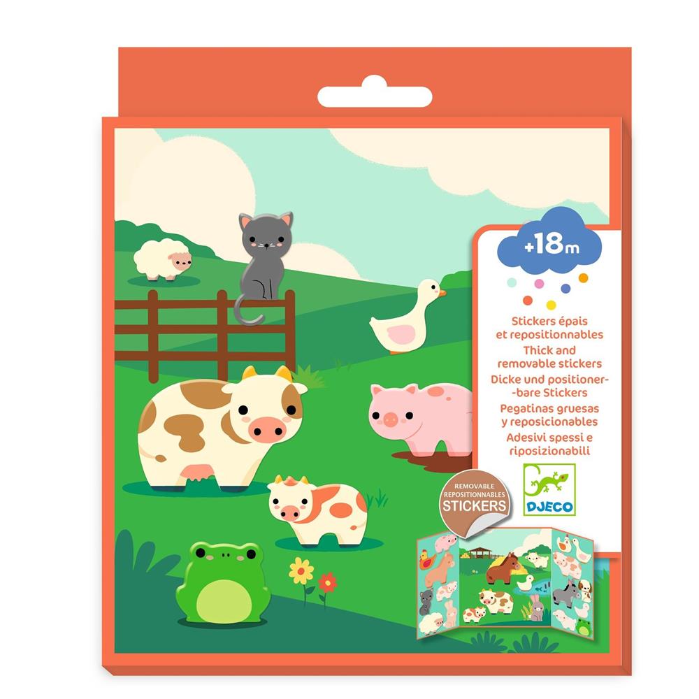 DJECO THICK AND REPOSITIONABLE STICKERS - FARM ANIMALS DJ00099