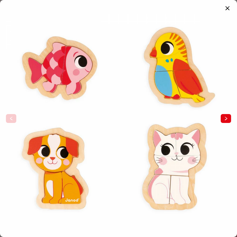 JANOD ANIMALI DOMESTICI - 4 PUZZLES EVOLUTIVI IN LEGNO J07115
