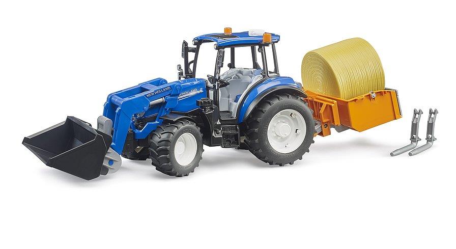BRUDER TRATTORE NEW HOLLAND T5.120 CON CAR/FRONTALE - CASSONE - FORCHE E BALLE 02187 BRUDER TRATTORE NEW HOLLAND T5.120 CON CAR/FRONTALE - CASSONE - FORCHE E BALLE 02187