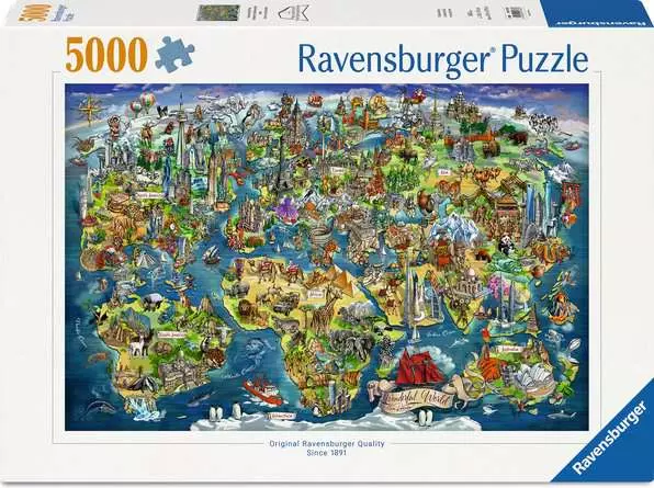 RAVENSBURGER PUZZLE MAPPA DEL MONDO ILLUSTRATA 5000 PZ 01738