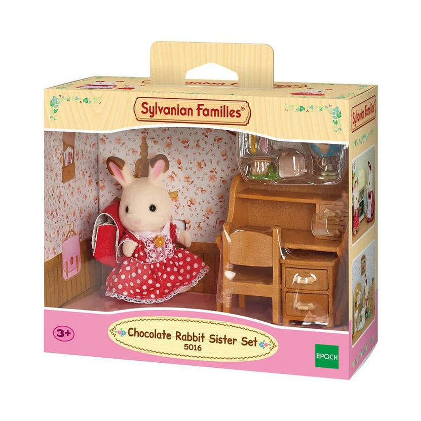 SYLVANIAN SORELLA CONIGLIO CIOCCOLATO E SCRIVANIA 5016