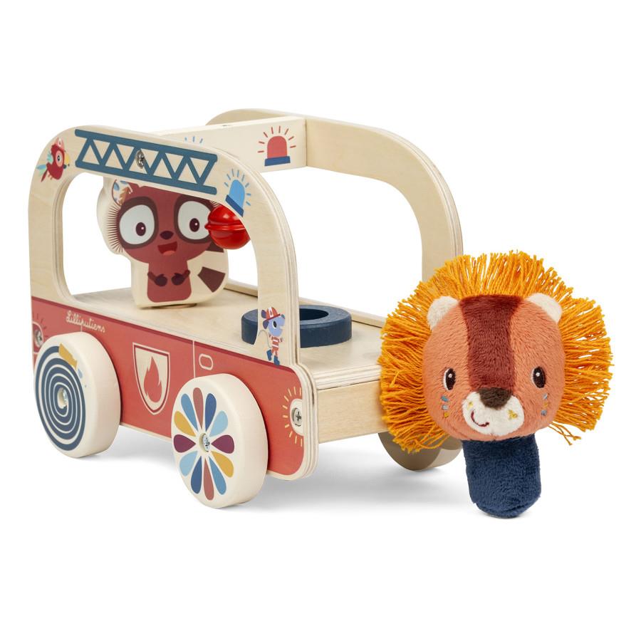 LILLIPUTIENS CAMION DEI POMPIERI IN LEGNO JACK THE LION 83982 LILLIPUTIENS CAMION DEI POMPIERI IN LEGNO JACK THE LION 83982