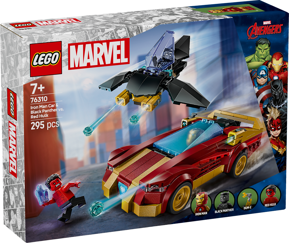 LEGO SUPER HEROES AUTO DI IRON MAN CAR E BLACK PANTHER CONTRO HULK ROSSO 76310