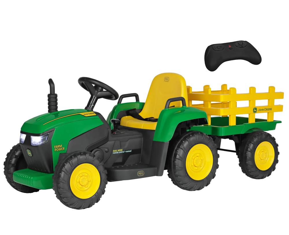 PEG PEREGO TRATTORE JOHN DEERE FARM POWER CON RIMORCHIO IGOR0120 PEG PEREGO TRATTORE JOHN DEERE FARM POWER CON RIMORCHIO IGOR0120