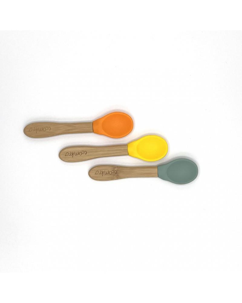 ECOMIKRO SET CUCCHIAI IN BAMBU' ARANCIO-VERDE-GIALLO