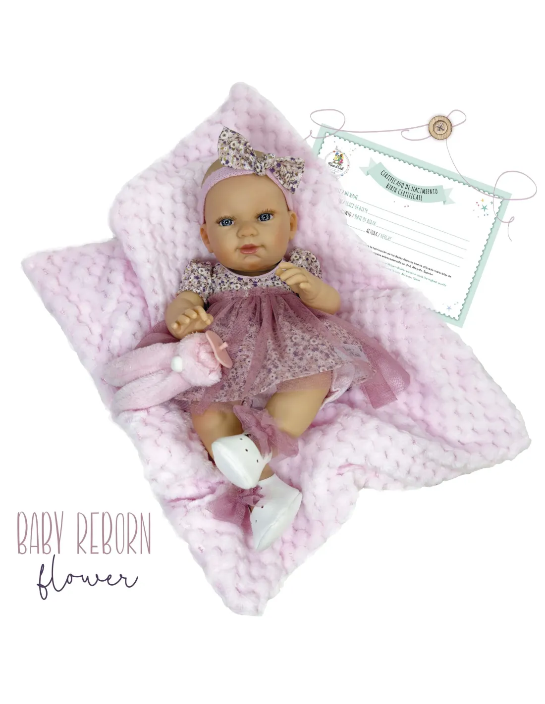 NINES D'ONIL BAMBOLA BABY REBORN GIRL FLOWER 37 CM 0258