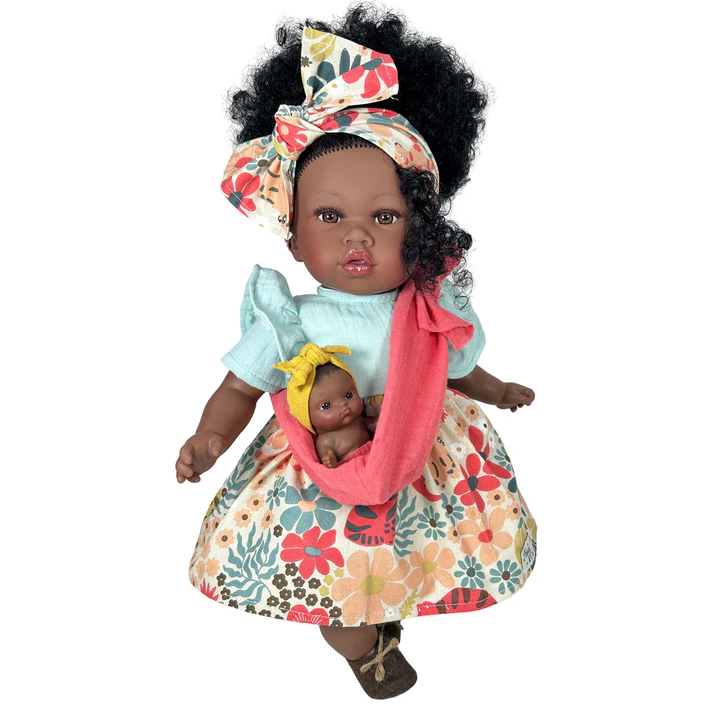 NINES D'ONIL BAMBOLA ADDIS CON BEBÈ - TURCHESE 45 CM 6400