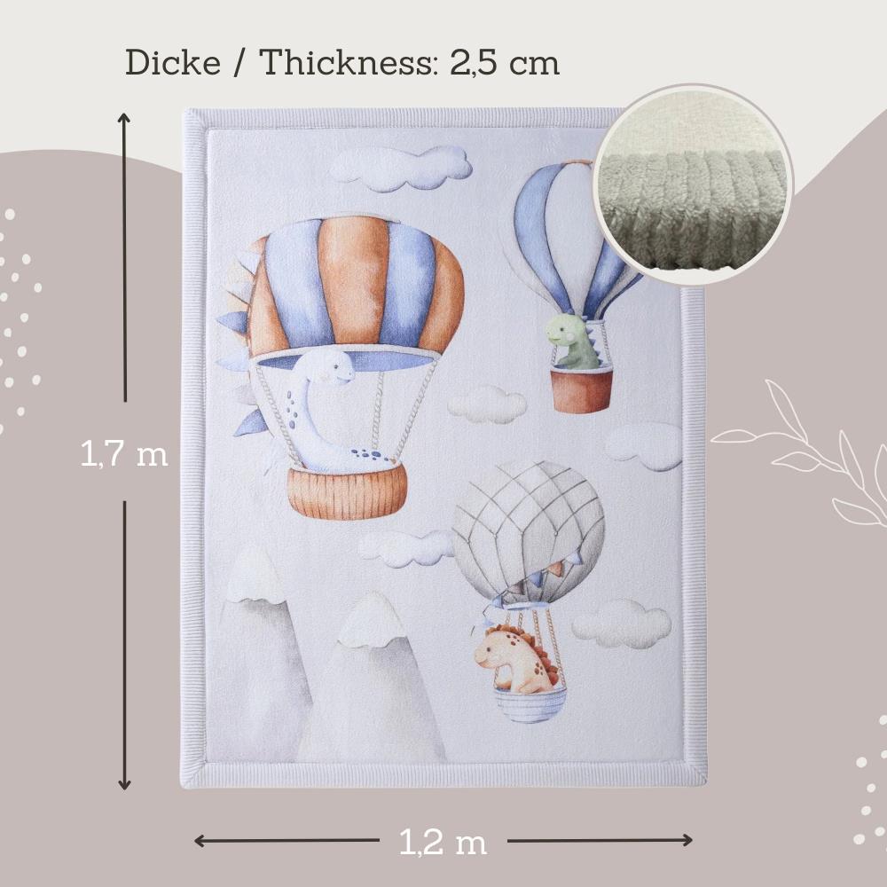 HAKUNA MAT TAPPETINO ''NUVOLA'' IN VELLUTO 170X120 CM - MONGOLFIERE DINOSAURI HAKUNA MAT TAPPETINO ''NUVOLA'' IN VELLUTO 170X120 CM - MONGOLFIERE DINOSAURI
