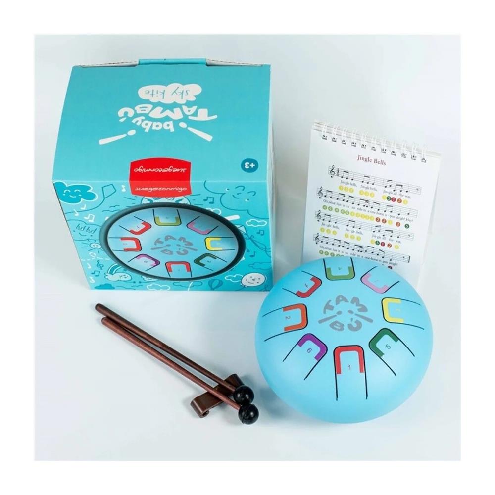 JUEGACONMIGO TAMBÙ SKY KITE - TAMBURO PICCOLO CON LINGUETTE IN METALLO AZZURRO