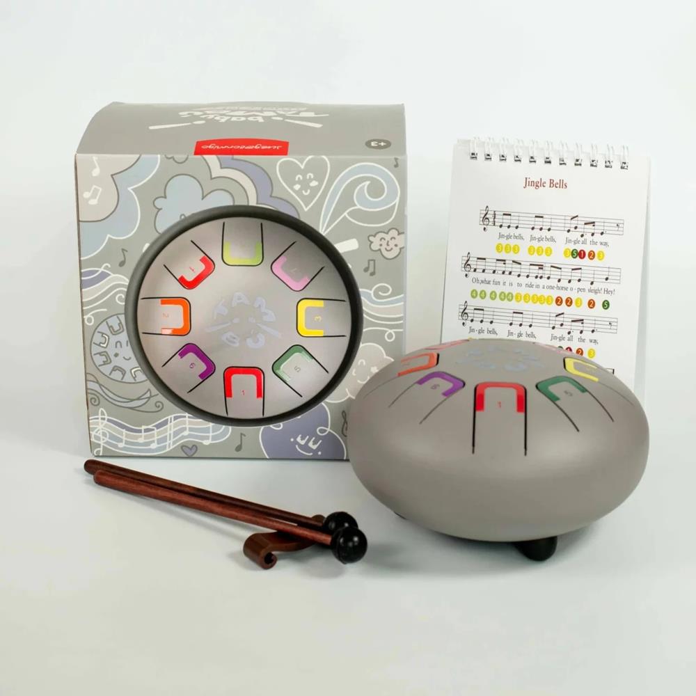 JUEGACONMIGO TAMBÙ SMOKY LOKY - TAMBURO PICCOLO CON LINGUETTE IN METALLO GRIGIO