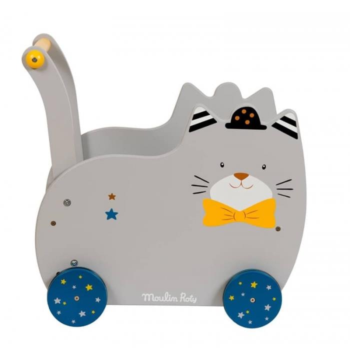 MOULIN ROTY CARRELLO PORTA GIOCHI PRIMI PASSI GATTO LES MOUSTACHES 666725 MOULIN ROTY CARRELLO PORTA GIOCHI PRIMI PASSI GATTO LES MOUSTACHES 666725