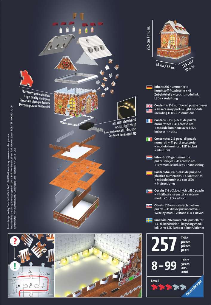 RAVENSBURGER 3D BUILDING GINGER BREAD HOUSE NIGHT EDITION 11237