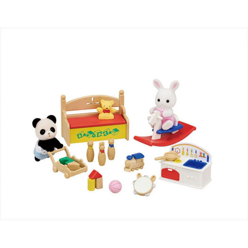 SYLVANIAN SCATOLA DEI GIOCHI PER BEBÈ CONIGLIO NEVE E BEBÈ PANDA 5709