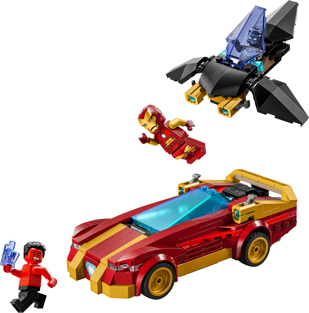 LEGO SUPER HEROES AUTO DI IRON MAN CAR E BLACK PANTHER CONTRO HULK ROSSO 76310