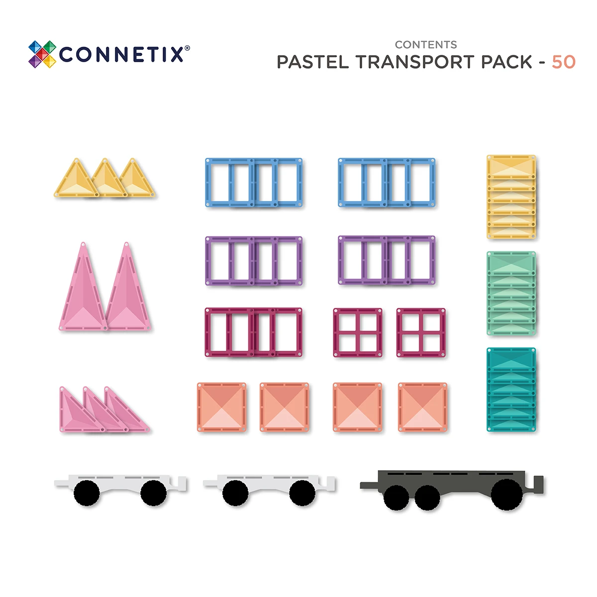 CONNETIX PANNELLI MAGNETICI TRANSPORT PACK PASTELLO 50 PZ CONNETIX PANNELLI MAGNETICI TRANSPORT PACK PASTELLO 50 PZ