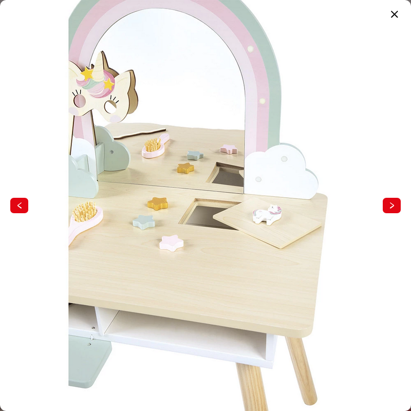 JANOD TAVOLA DA TOELETTA E ACCESSORI IN LEGNO CON UNICORNO J06464 JANOD TAVOLA DA TOELETTA E ACCESSORI IN LEGNO CON UNICORNO J06464