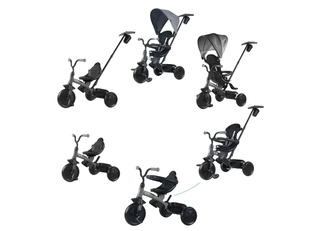 QPLAY TRICYCLE ELITE PLATIN 6IN1 360 GRAY