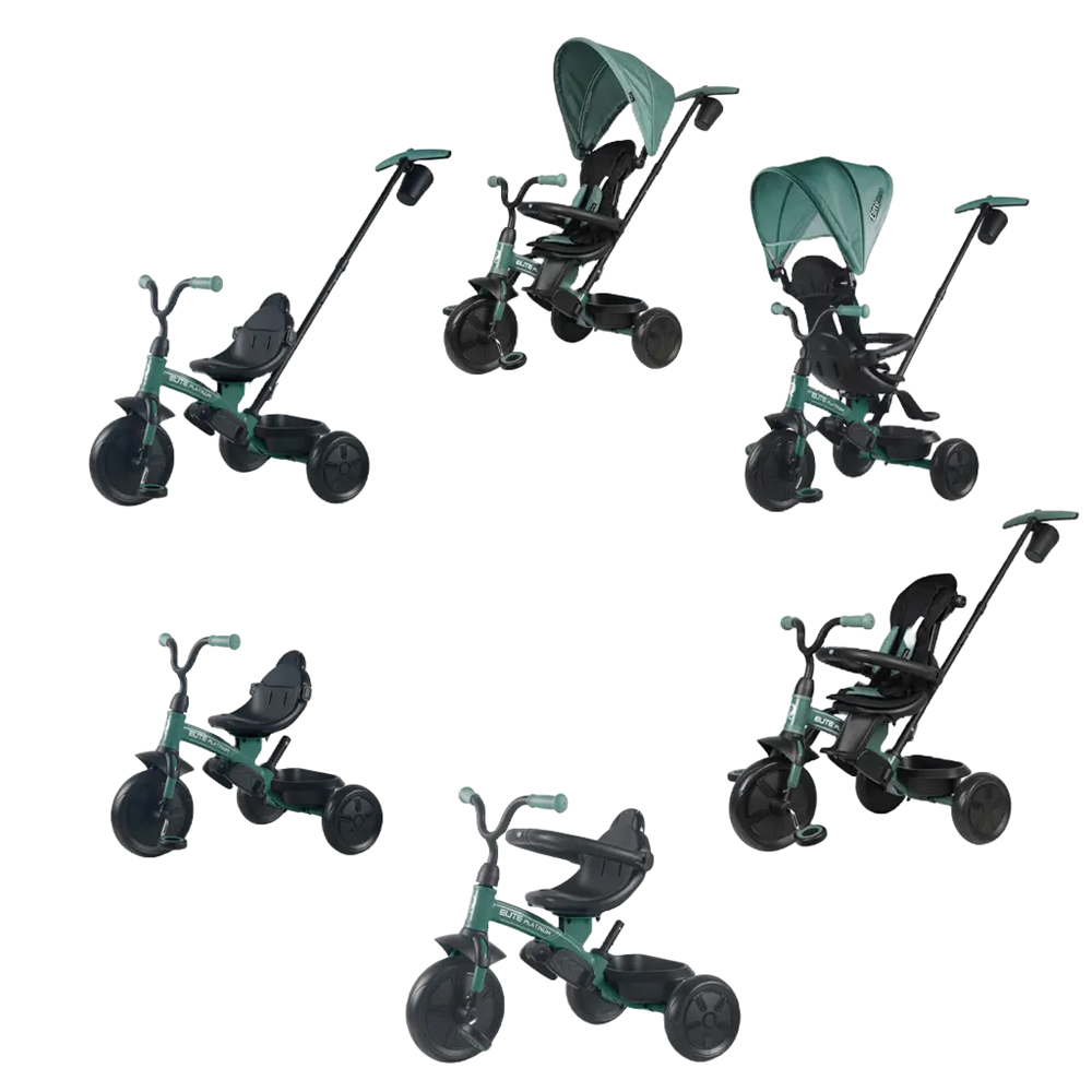 QPLAY TRICYCLE ELITE PLATIN 6IN1 360 GREEN
