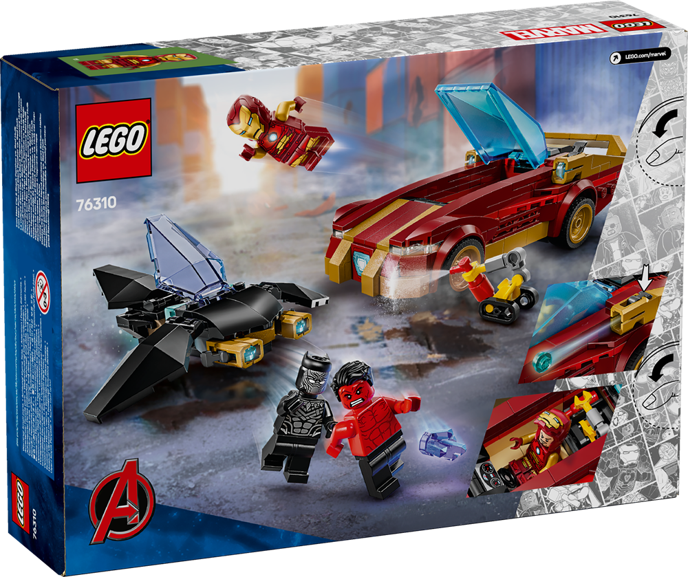 LEGO SUPER HEROES AUTO DI IRON MAN CAR E BLACK PANTHER CONTRO HULK ROSSO 76310