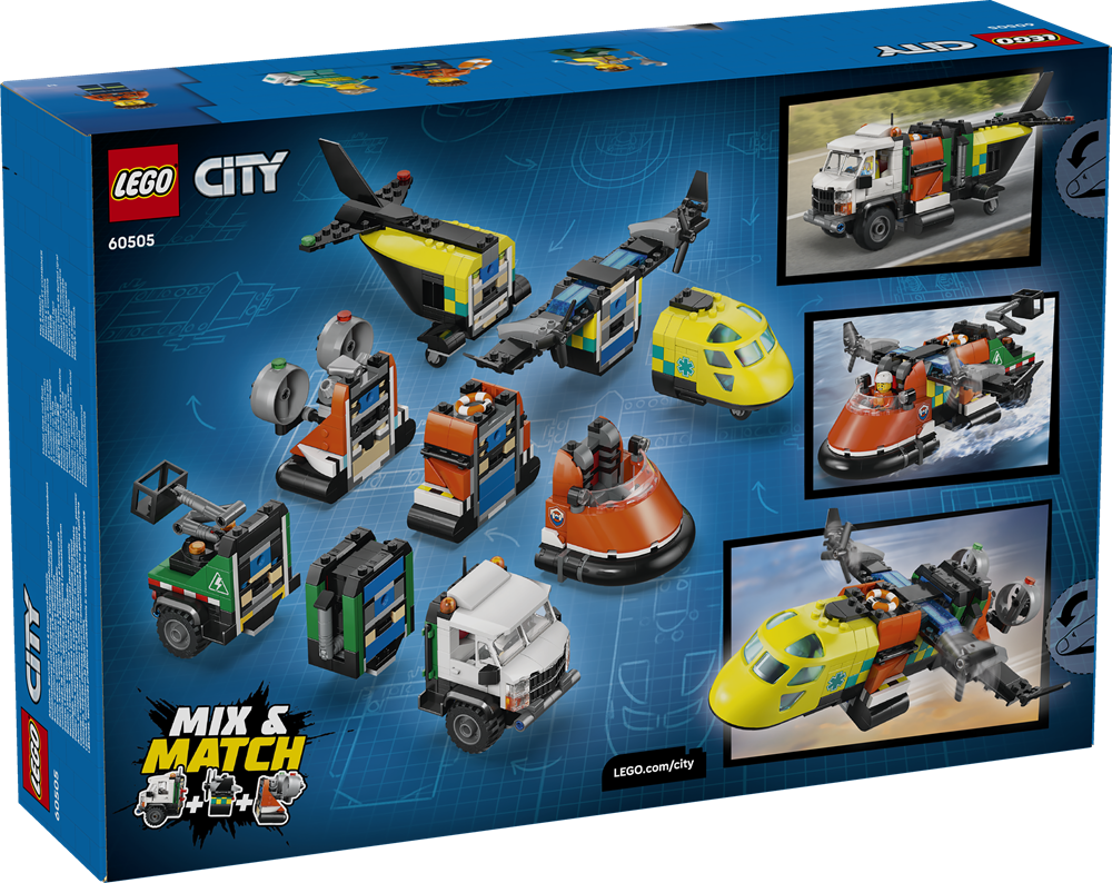 LEGO LEGO CITY REMIX AEREO, CAMION DI SERVIZIO E HOVERCRAFT 60505