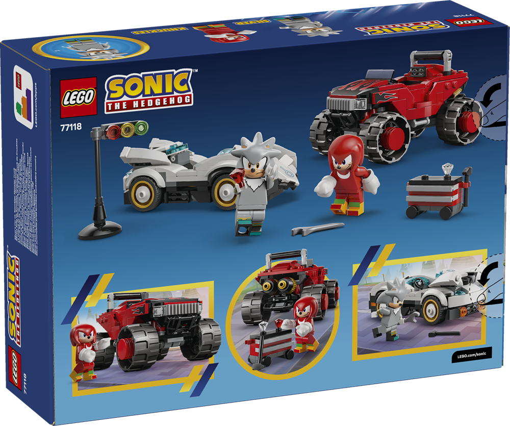 LEGO SONIC THE HEDGEHOG™ AUTO DI SILVER VS. MONSTER TRUCK DI KNUCKLES 77118