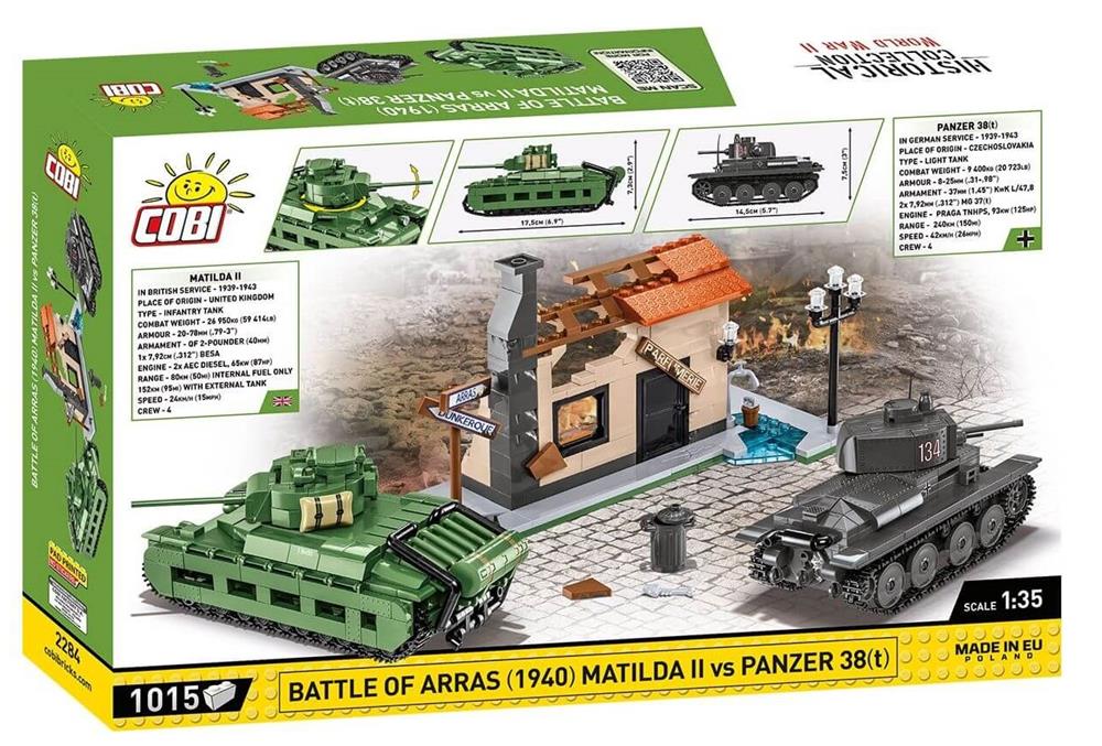 COBI HISTORICAL COLLECTION WWII BATTAGLIA DI ARRAS 1940 MATILDA II VS PANZER 38(T) 2284 COBI HISTORICAL COLLECTION WWII BATTAGLIA DI ARRAS 1940 MATILDA II VS PANZER 38(T) 2284