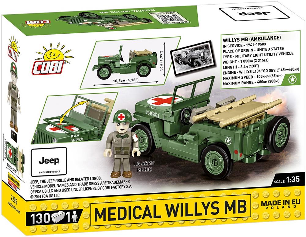 COBI HISTORICAL COLLECTION WWII MEDICAL WILLYS MB 2295 COBI HISTORICAL COLLECTION WWII MEDICAL WILLYS MB 2295