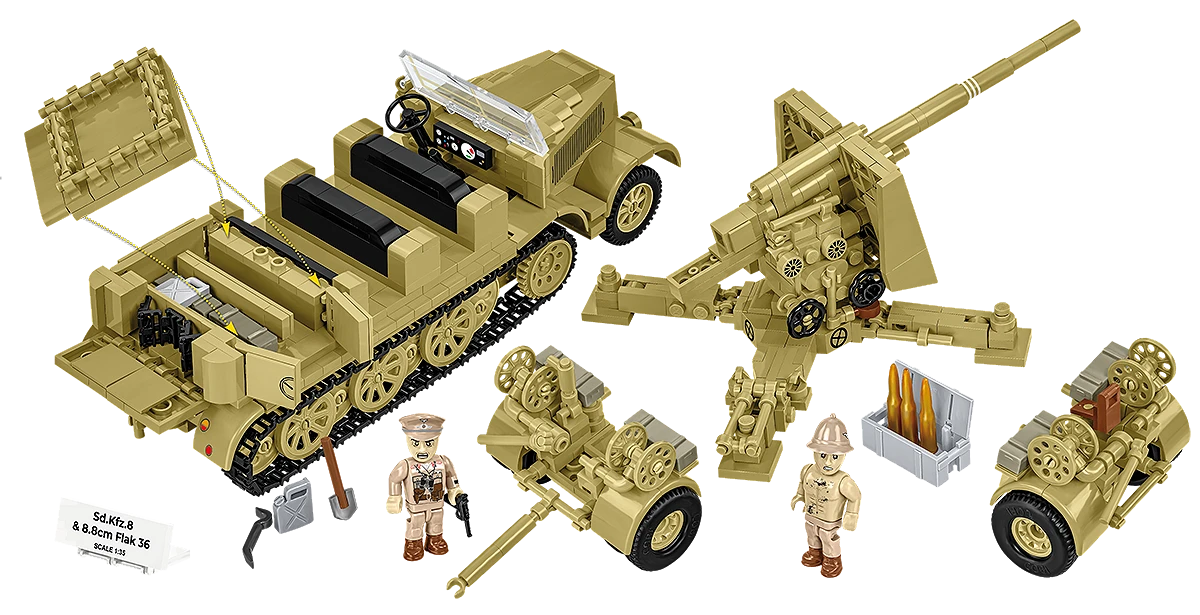 COBI HISTORICAL COLLECTION WWII SD.KFZ.8 TOWING 8.8 CM FLAK 36 3143