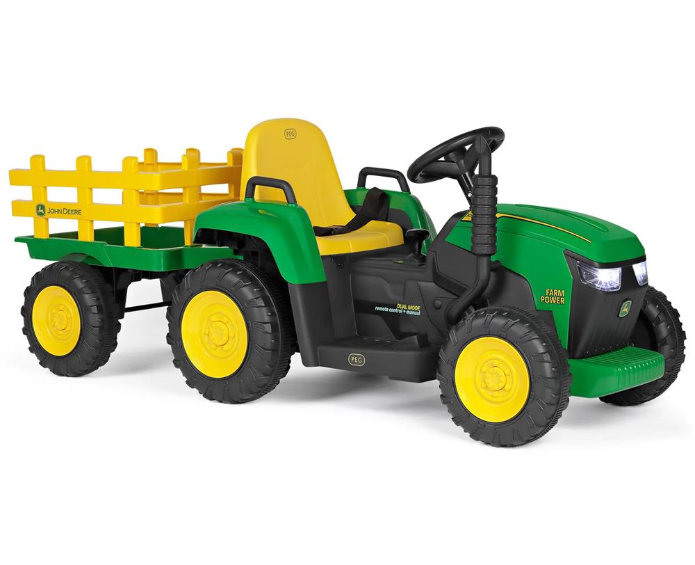 PEG PEREGO TRATTORE JOHN DEERE FARM POWER CON RIMORCHIO IGOR0120 PEG PEREGO TRATTORE JOHN DEERE FARM POWER CON RIMORCHIO IGOR0120