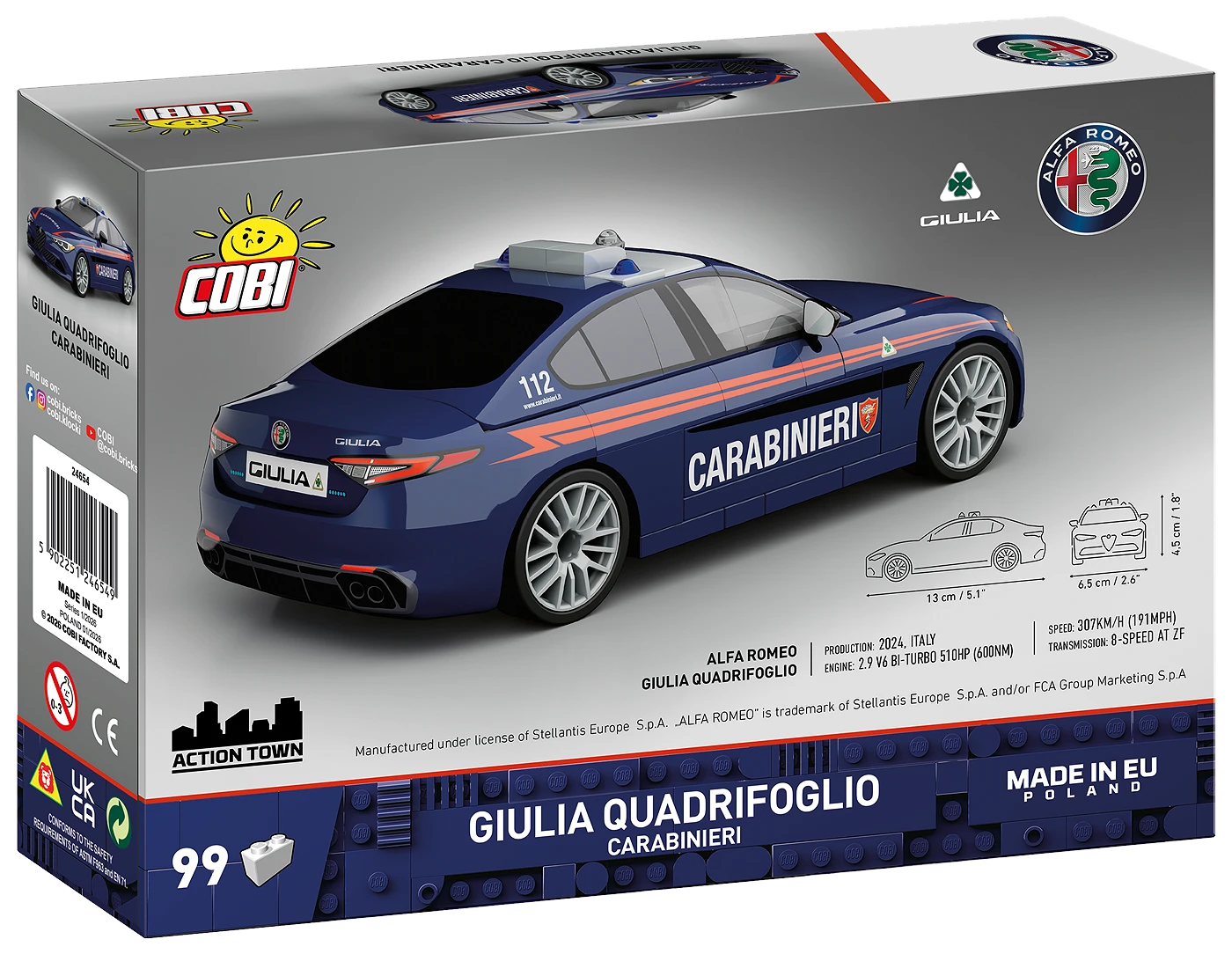 COBI CARS GIULIA QUADRIFOGLIO CARABINIERI 24654 COBI CARS GIULIA QUADRIFOGLIO CARABINIERI 24654