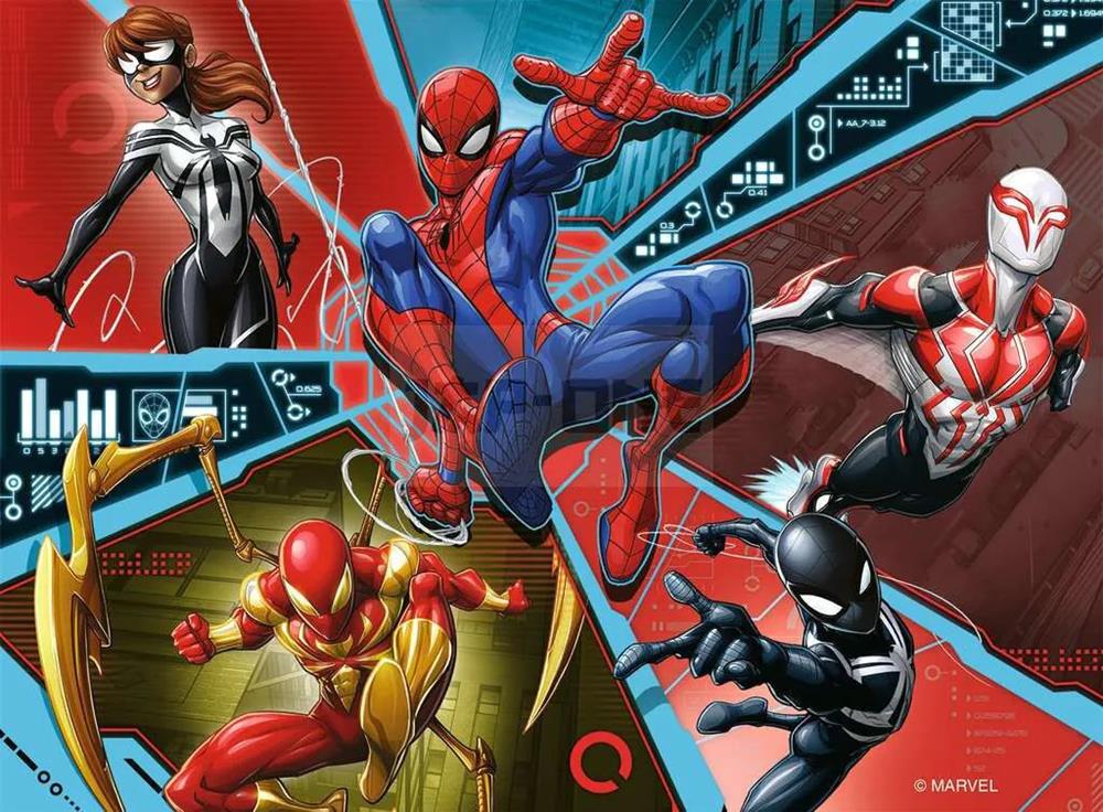 RAVENSBURGER PUZZLE MARVEL SPIDER-MAN 4 IN A BOX 12/16/20/24 PZ 04201