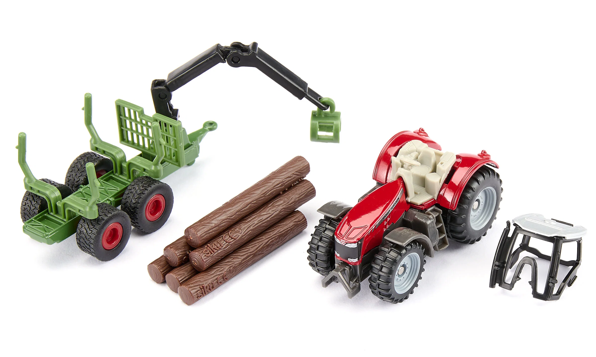 SIKU MASSEY FERGUSON CON RIMORCHIO FORESTALE 1134