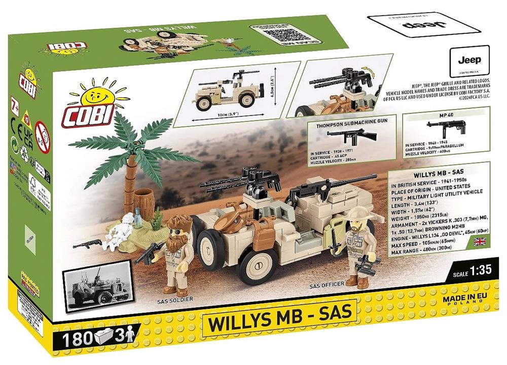 COBI HISTORICAL COLLECTION WWII WILLYS MB-SAS 2298 COBI HISTORICAL COLLECTION WWII WILLYS MB-SAS 2298