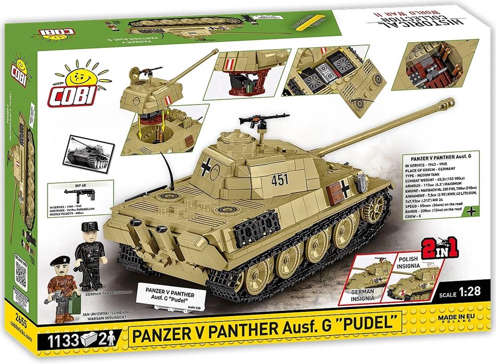 COBI HISTORICAL COLLECTION WWII PANZER V PANTHER AUSF. SOL ''PUDEL'' 2655 COBI HISTORICAL COLLECTION WWII PANZER V PANTHER AUSF. SOL ''PUDEL'' 2655