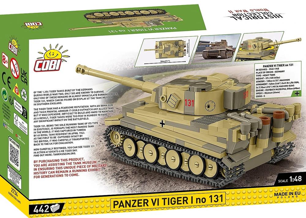 COBI HISTORICAL COLLECTION WWII PANZER VI TIGER I NO 131 2734 COBI HISTORICAL COLLECTION WWII PANZER VI TIGER I NO 131 2734