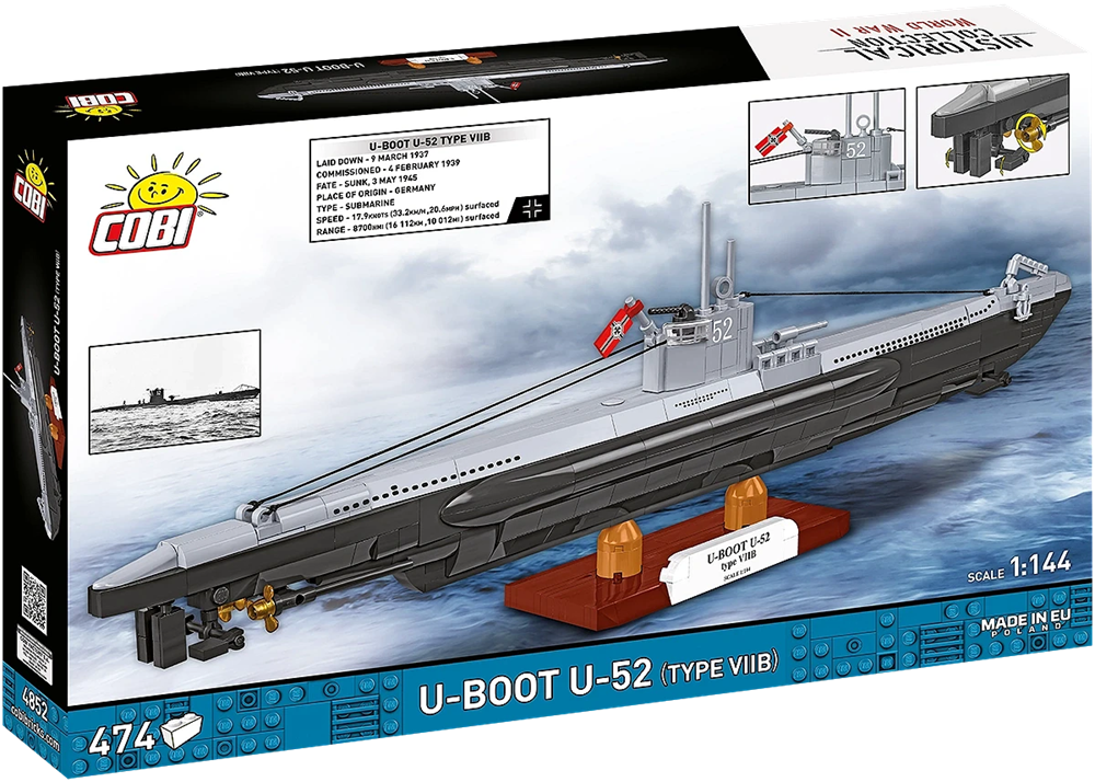 COBI HISTORICAL COLLECION WWII U-BOOT U-52 TIPO VIIB 4852 COBI HISTORICAL COLLECION WWII U-BOOT U-52 TIPO VIIB 4852