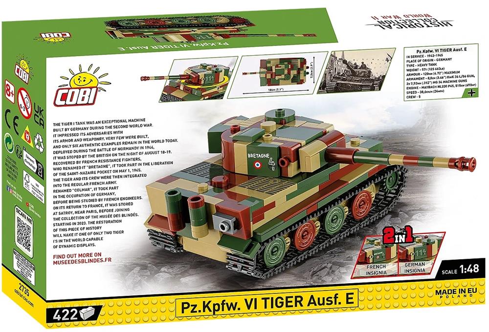 COBI HISTORICAL COLLECTION WWII PZ.KPFW. VI TIGER AUSF.E 2735 COBI HISTORICAL COLLECTION WWII PZ.KPFW. VI TIGER AUSF.E 2735