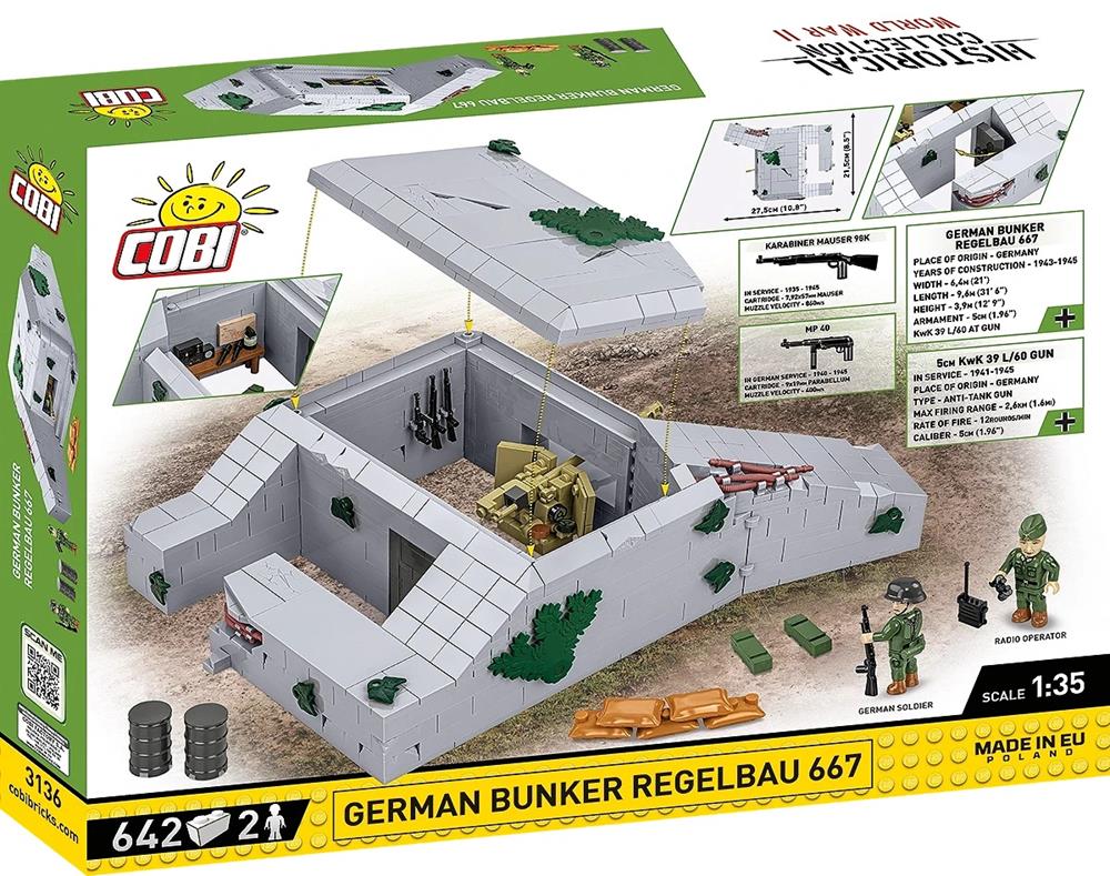 COBI HISTORICAL COLLECTION WWII GERMAN BUNKER REGELBAU 667 3136 COBI HISTORICAL COLLECTION WWII GERMAN BUNKER REGELBAU 667 3136