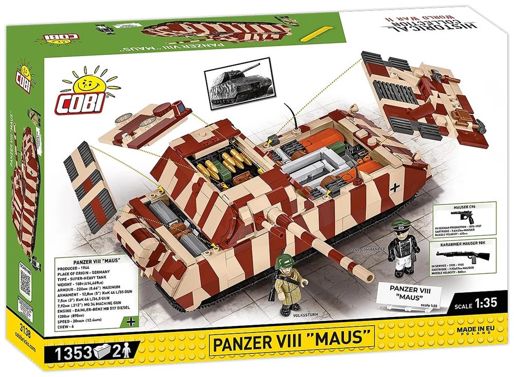 COBI HISTORICAL COLLECTION WWII PANZER VIII MAUS 3138 COBI HISTORICAL COLLECTION WWII PANZER VIII MAUS 3138