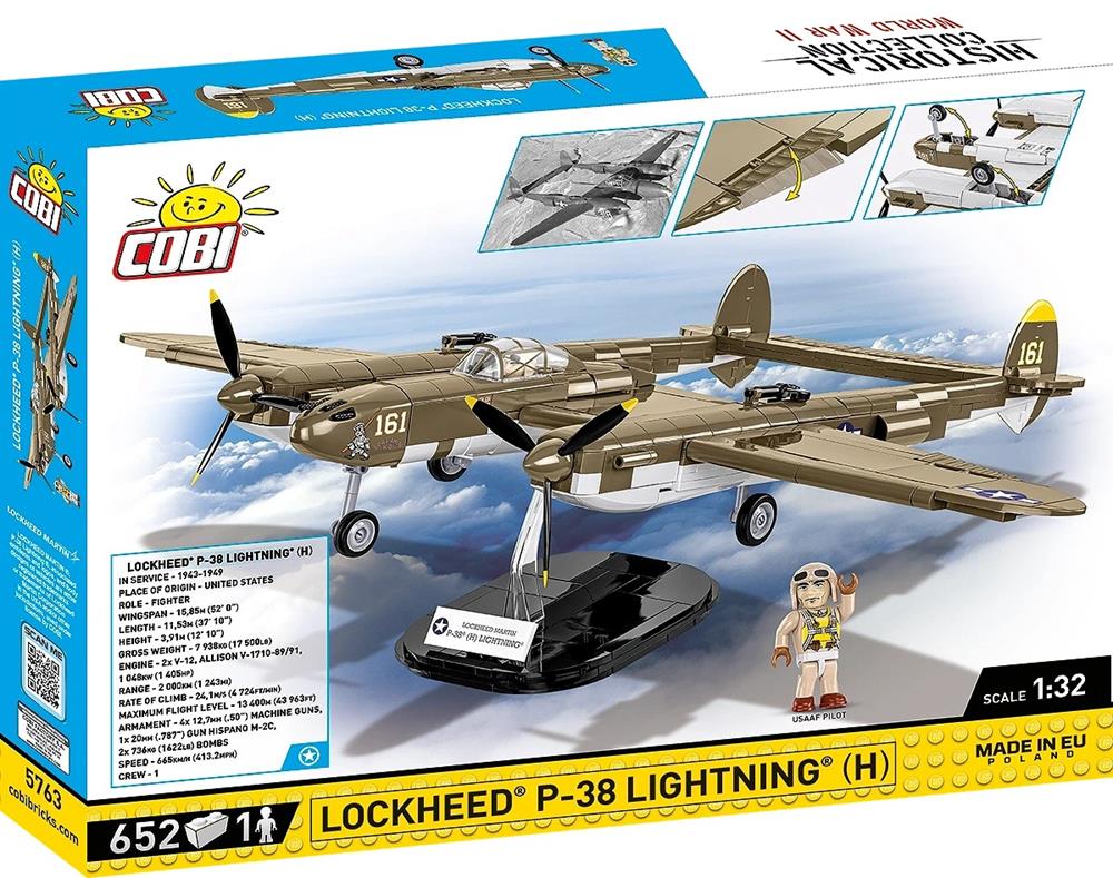COBI HISTORICAL COLLECTION WWII LOCKHEED P-38H LIGHTNING 5763 COBI HISTORICAL COLLECTION WWII LOCKHEED P-38H LIGHTNING 5763